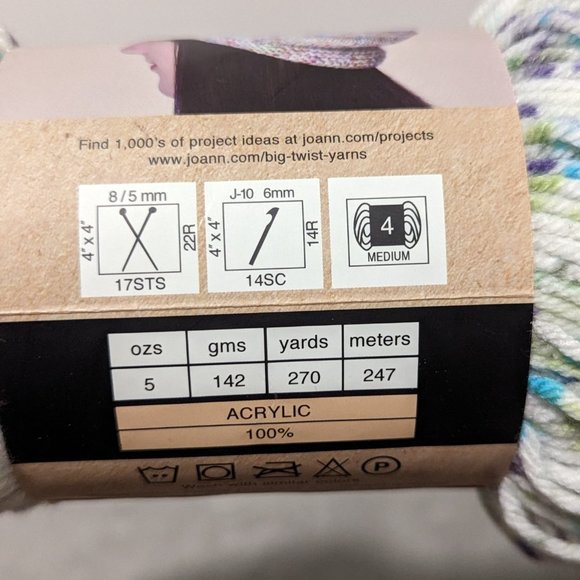 YARN Acrylic White w Colorful Flecks Big Twist Value FULL SKEIN - Picture 2 of 4